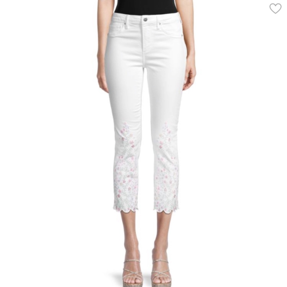 DRIFTWOOD White Ankle Floral Cropped Jeans